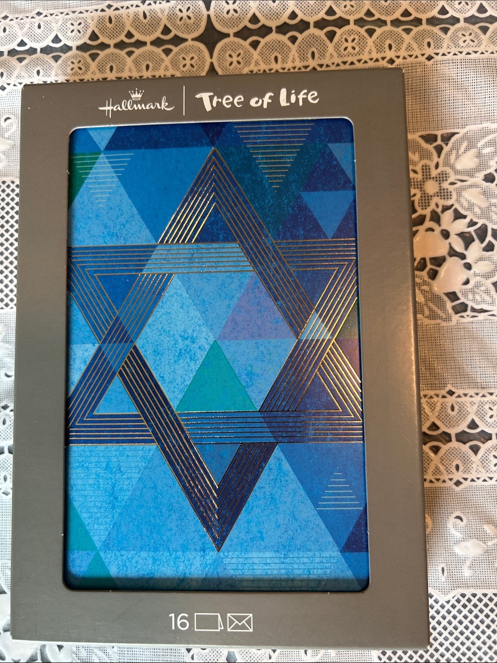 Hallmark Blue & Teal Tree of Life Greeting Cards with Gold Accents